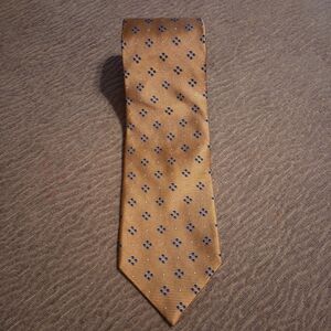 Brooks Brothers 346 Tie Pure Silk Gold Blue Geometric Made In USA